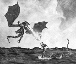 The Monks Observe Two Monsters Fighting